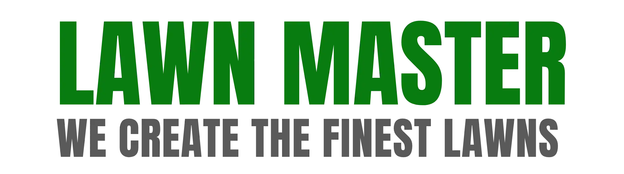 Green "LAWN MASTER" text logo with bold gray block letters, suitable for Lawn Installation Suffolk County.